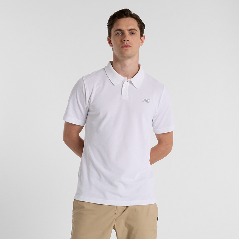 Поло тениска New Balance Men's Polo Shirt MT51519 Бяло | NBMT51519WT, 0