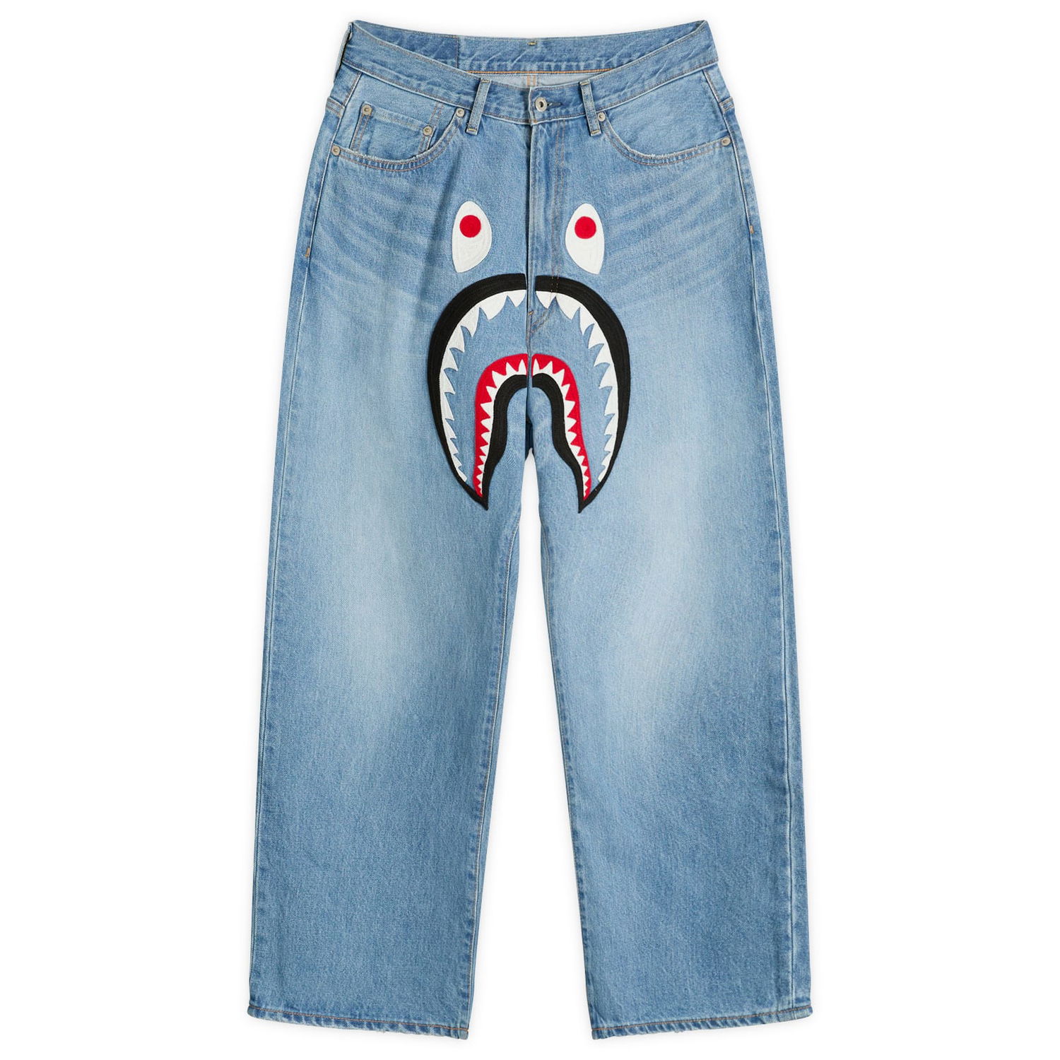 Дънки BAPE A Bathing Ape Shark Loose Fit Jeans, Size Small Синьо | 001DPL801006M-IND, 0