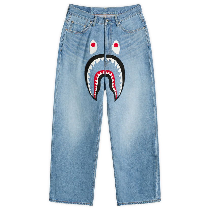 Дънки BAPE A Bathing Ape Shark Loose Fit Jeans, Size Small Синьо | 001DPL801006M-IND