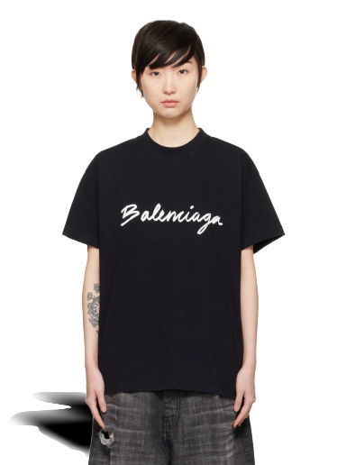 Тениска Balenciaga Cotton T-Shirt Черно | 612965 TMVB4