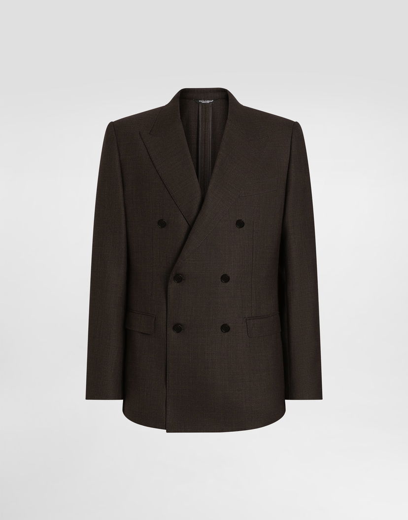 Яке Dolce & Gabbana Dolce & Gabbana Double-breasted Taormina Wool Jacket Кафяво | G2NW1TFU25ES8230