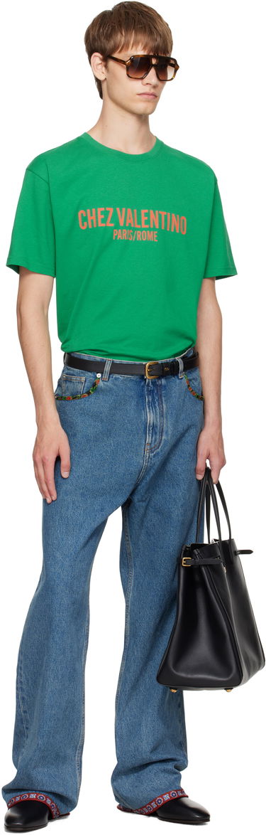 Тениска Valentino Valentino 'Chez Valentino' Print T-Shirt Зелено | 7V3MG16PAPG, 4