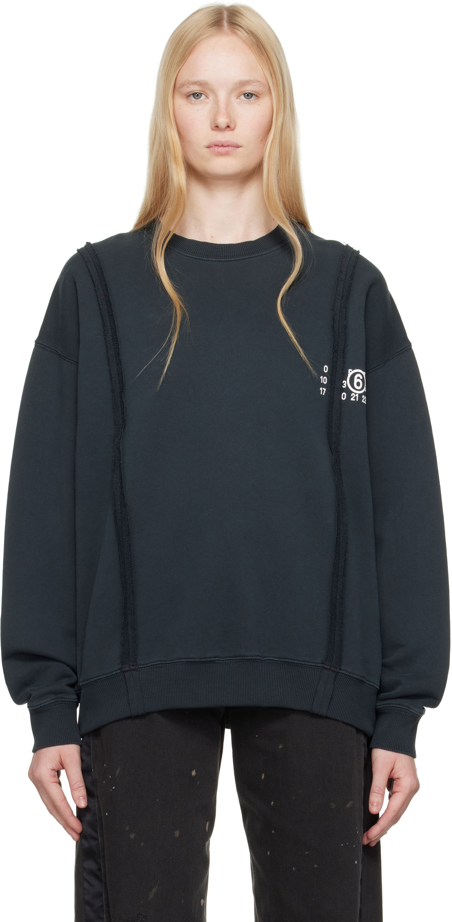 Пуловер Maison Margiela MM6 Maison Margiela Ribbon Sweatshirt Черно | SH2GU0019 M25004, 0
