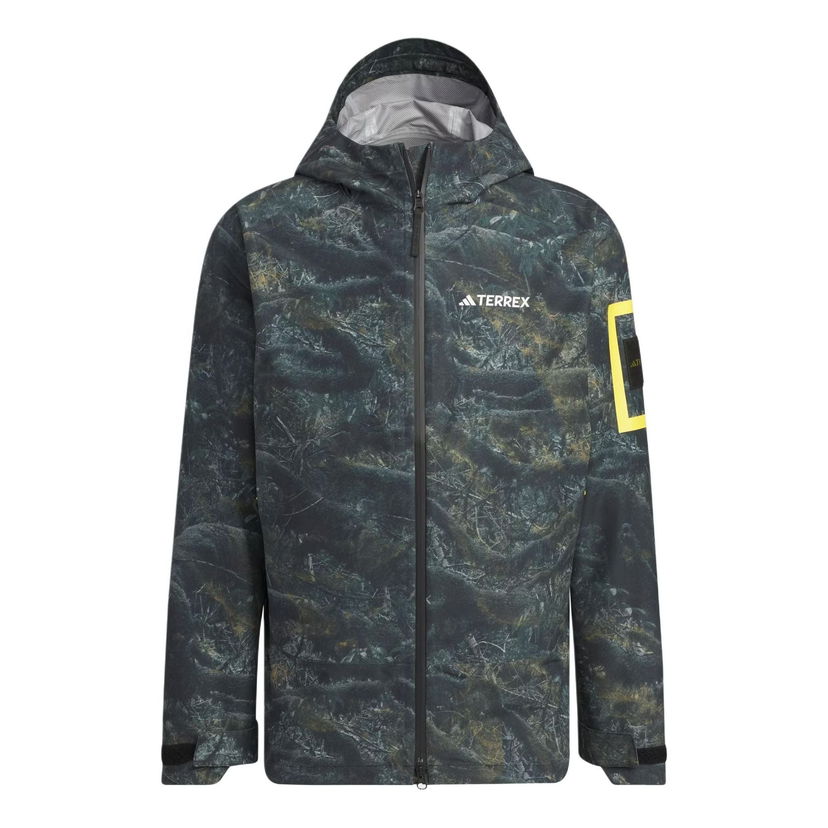 Дъждобран adidas Originals National Geographic Allover Print RAIN.RDY Jacket Зелено | IS9511