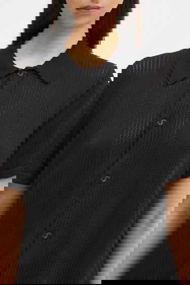 Поло тениска Carhartt WIP Temple Short Sleeve Regular Fit Perforated Knit Polo Shirt Черно | I034541.89XX, 3