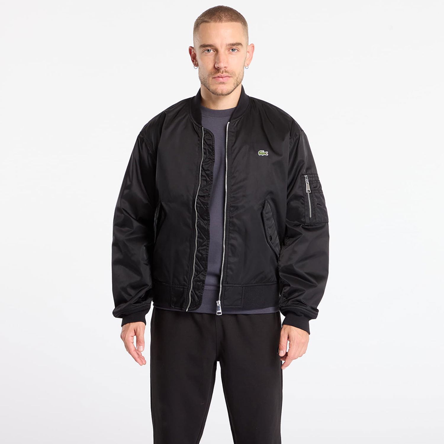 Яке бомбър Lacoste Bomber Jacket with Ribbed Details and Sleeve Utility Pocket Черно | BH2899 031, 0