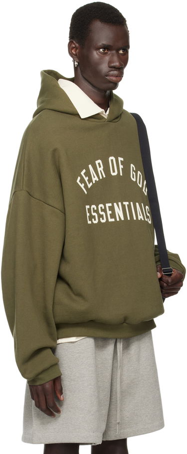 Суитчър Fear of God Essentials Logo Printed Hoodie Зелено | 192BT246255F, 1