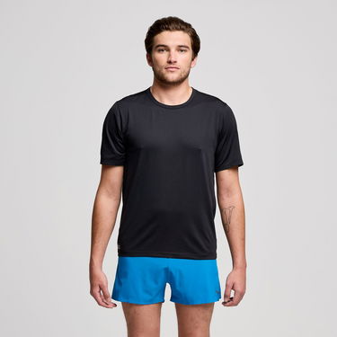 Тениска Saucony Saucony Stopwatch Short Sleeve T-Shirt Черно | SAM800377-BK, 1