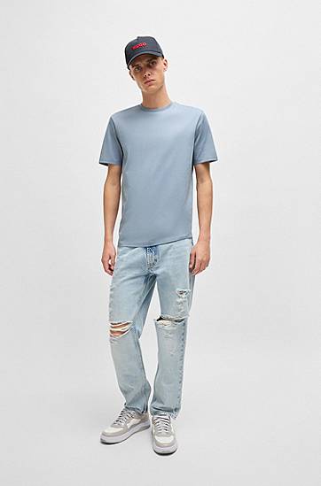 Тениска BOSS Slim-Fit Mercerized Cotton Tee Синьо | 50542969, 1