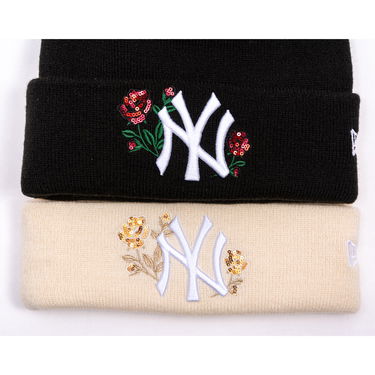 Шапка New Era Beanie MLB Sequin Rose NY Yankees One Size Бежово | 60691295, 3