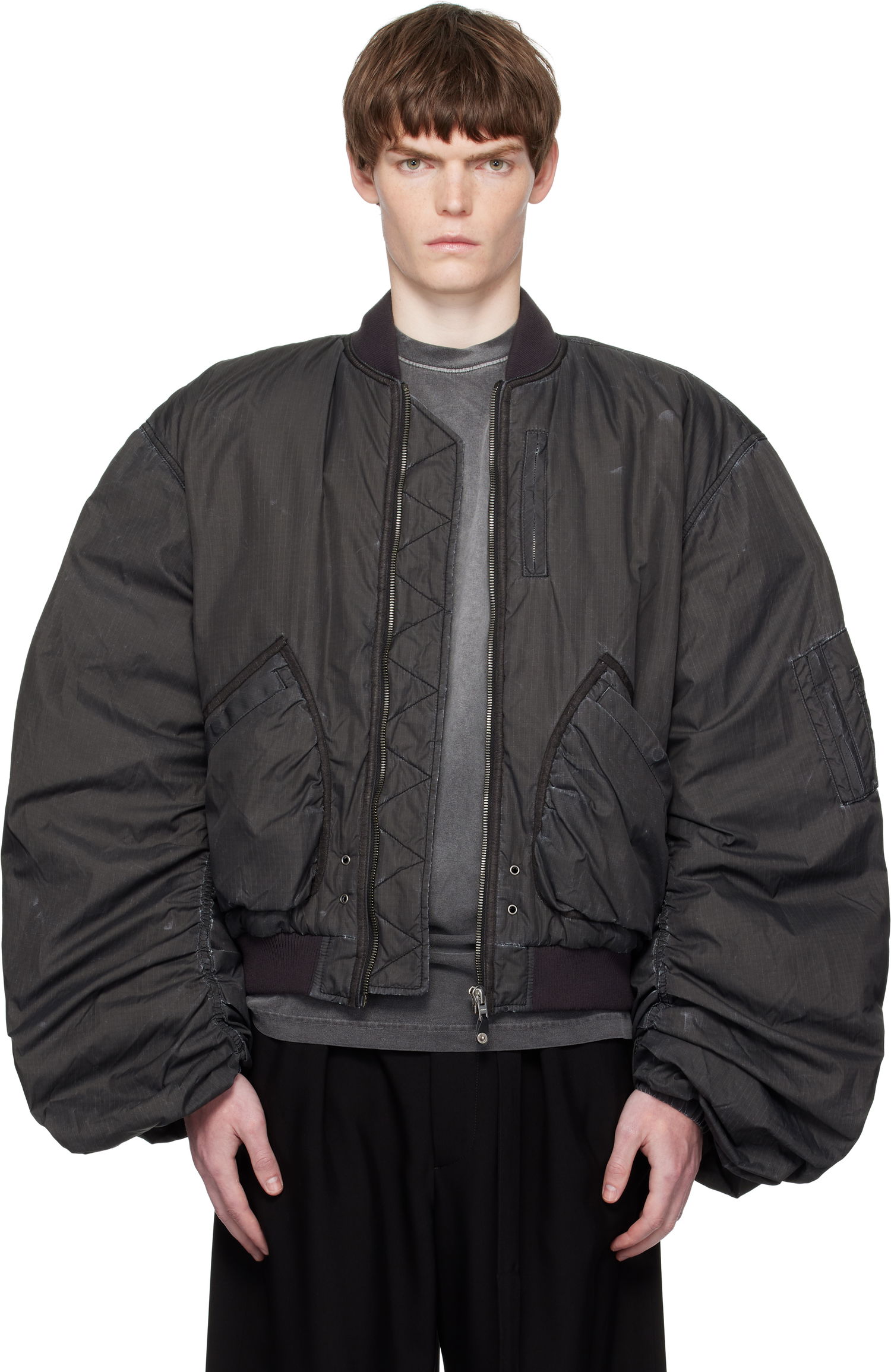 Яке бомбър We11done We11done Washed Nylon Bomber Jacket Черно | WD-JP2-25-059-U-BK, 0