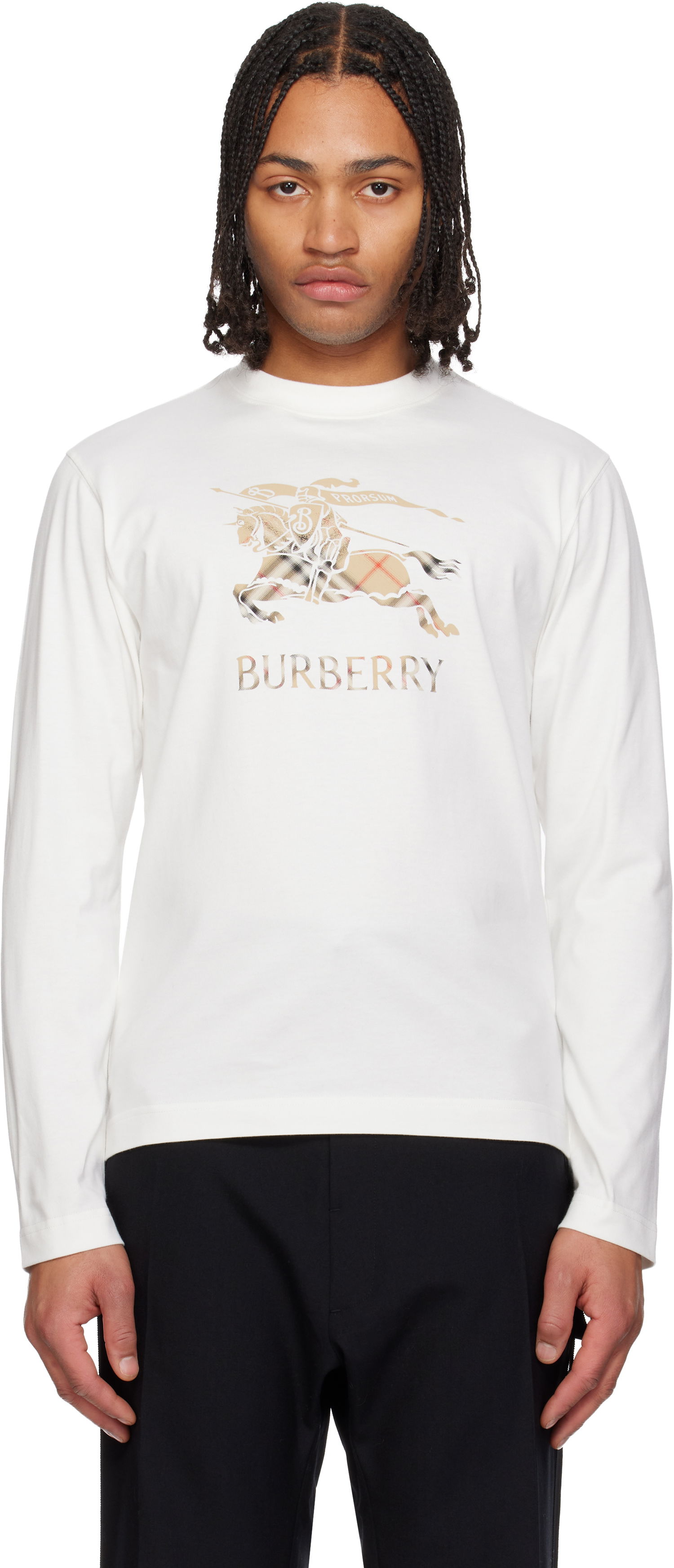 Тениска Burberry EKD Long Sleeve T-shirt Бяло | 8121955, 0