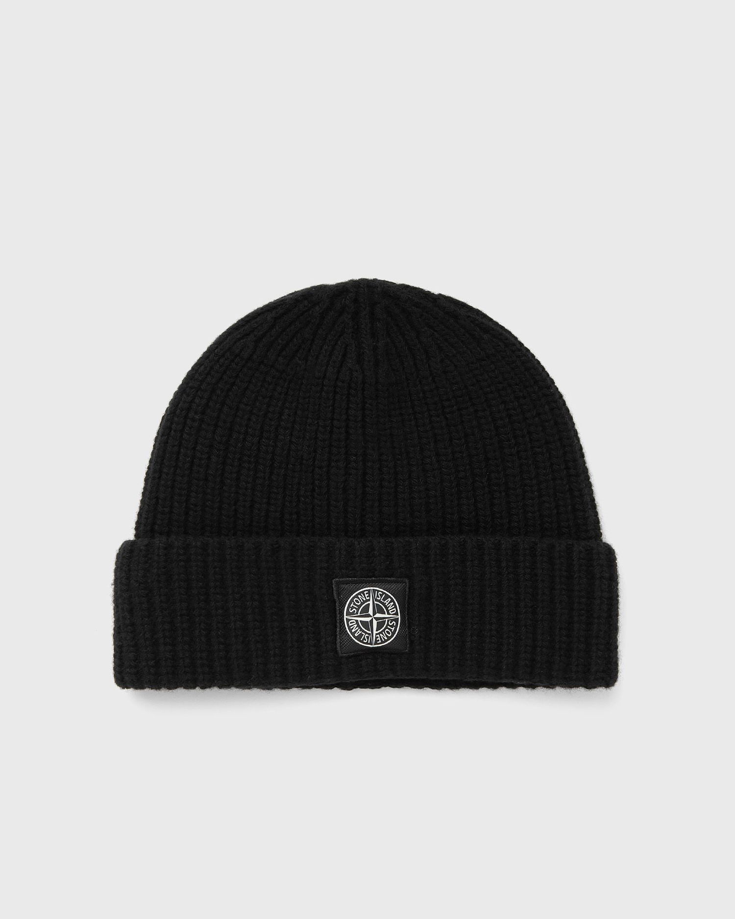 Шапка Stone Island Ribbed Knit Beanie with Logo Patch Черно | K2S15N100012S00B4.V0029, 0