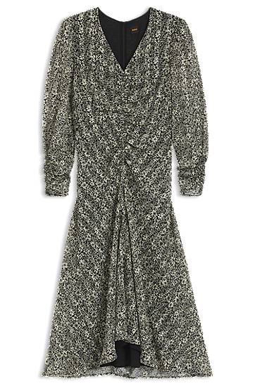 Pокля BOSS Seersucker Midi Dress with Gathered Details Многоцветен | 50544051, 0