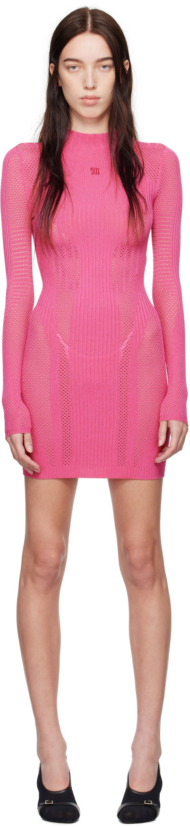 Knitted Mesh Mini Dress