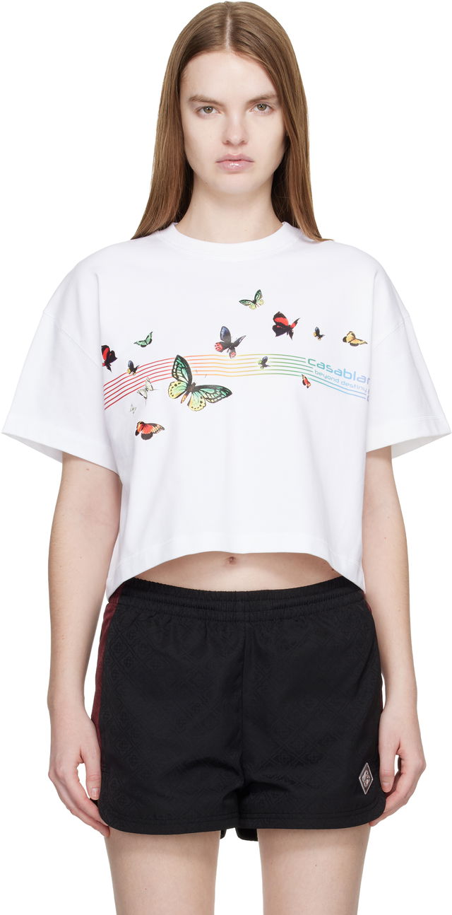 Casablanca Butterfly Boxy Cropped T-shirt