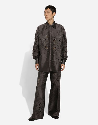 Панталони Dolce & Gabbana Cropped Trousers With Floral Appliqués Кафяво | GP01PZGH638S9000, 1
