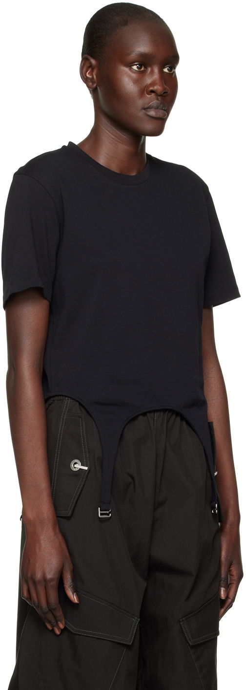 Съкратен топ Dion Lee Garter Slim T-Shirt Черно | C3098R23, 1
