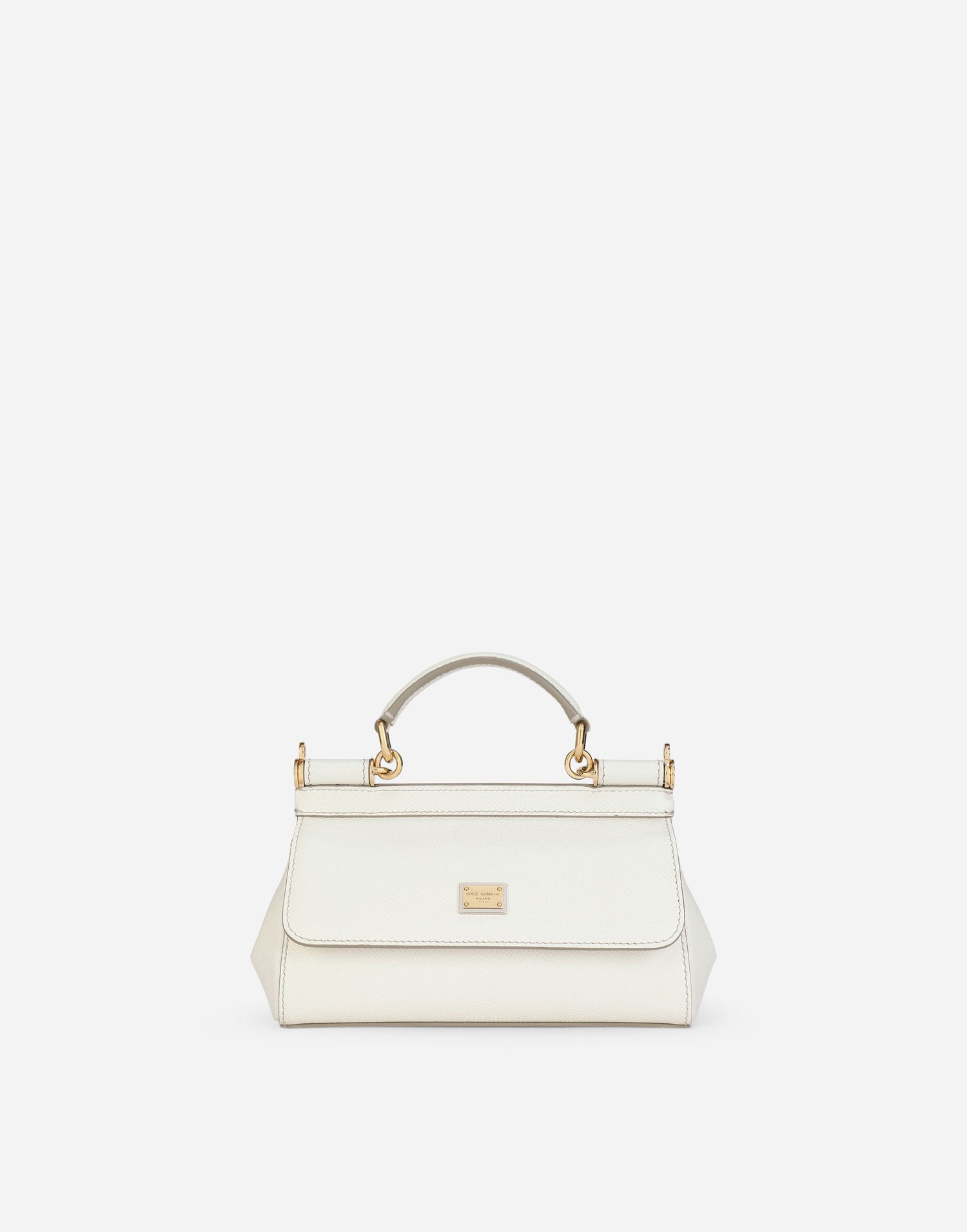 Дамска чанта Dolce & Gabbana Dolce & Gabbana Sicily Small Dauphine Leather Top Handle Bag Бяло | BB7116B100180001, 0