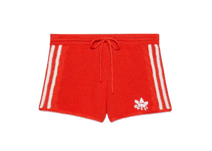 Къси панталони Gucci adidas x Knit Shorts Red Червено | 693835 XKCDJ 6429