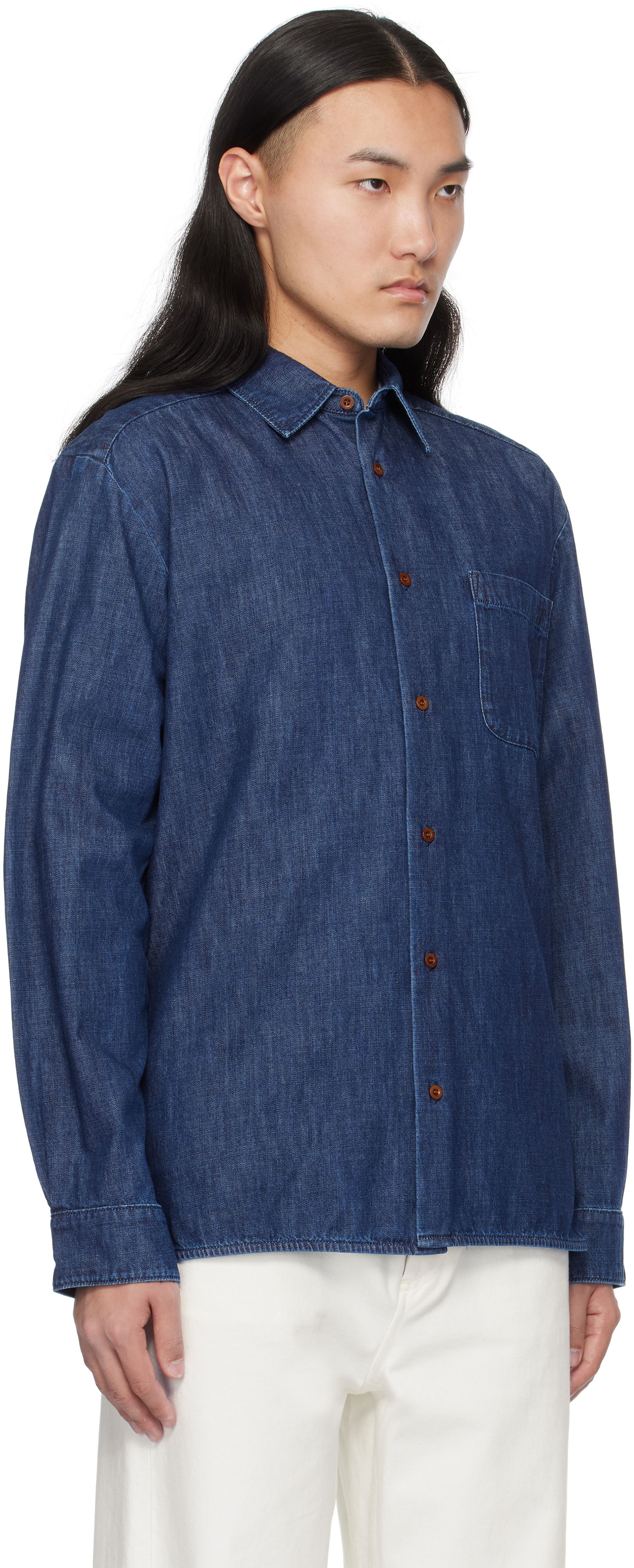 Риза A.P.C. Denim Shirt Синьо | COGXF-H12553, 1