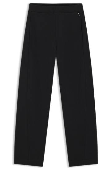 Спортни панталони BOSS Cotton-blend Wide-Leg Tracksuit Bottoms with Lustrous Piping Черно | 50551504, 0