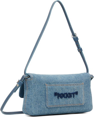 Чанта през рамо Off-White Jitney 0.7 Denim Bag Синьо | OWNN18IF25DEN0014145, 2