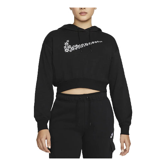 Суитчър Nike Sportswear Logo Embroidered Fleece Hoodie Черно | DO7257-010