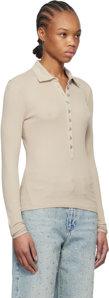 Поло тениска rag & bone rag & bone Essential Rib Button Polo Бежово | WCC24HP021CA21, 1