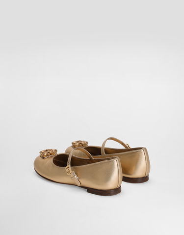 Кецове и обувки Dolce & Gabbana Dolce & Gabbana Nappa Leather Ballet Flats With Brooches Металик | D11376AX26180997, 2