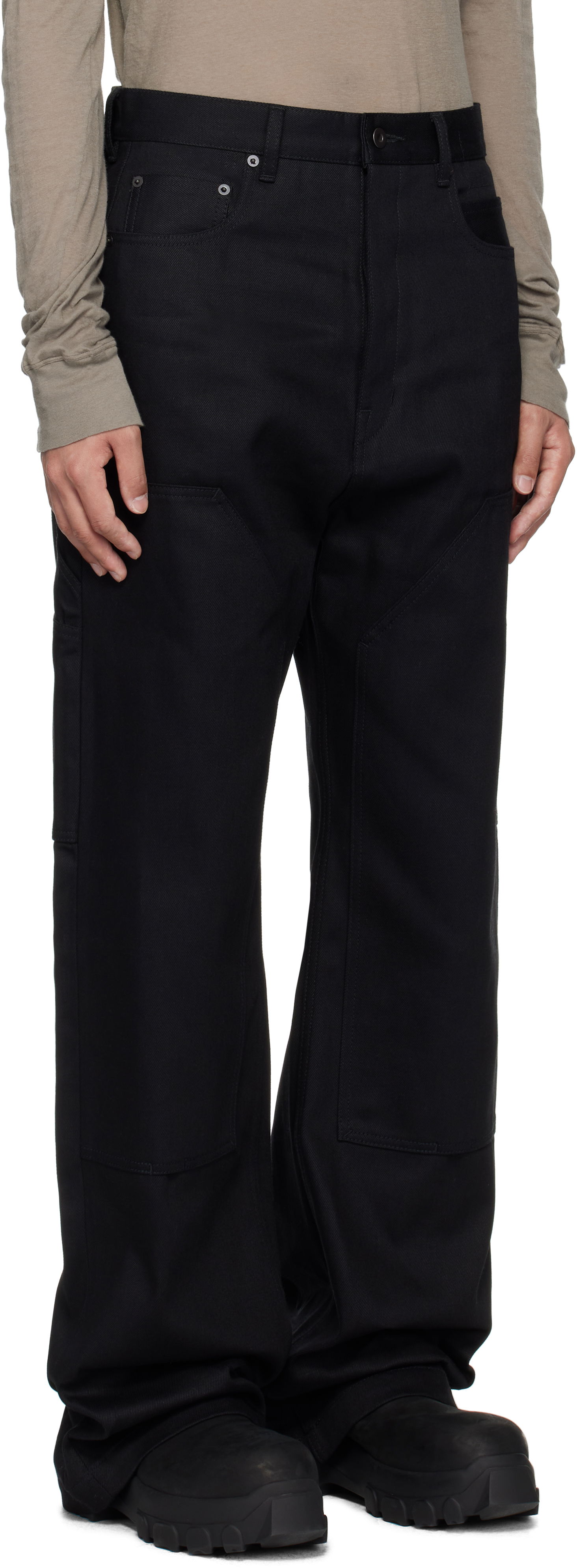 Дънки Rick Owens Rick Owens DRKSHDW Hollywood Double Knee Geth Cut Jeans Черно | DL01E6387 BLKJP, 1