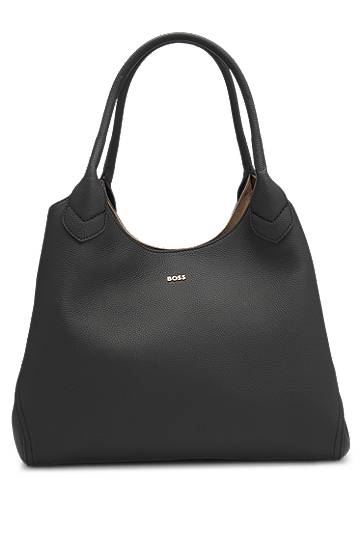 Голяма пазарска чанта BOSS BOSS Grained Leather Tote Bag with Logo Lettering Черно | 50547732, 0