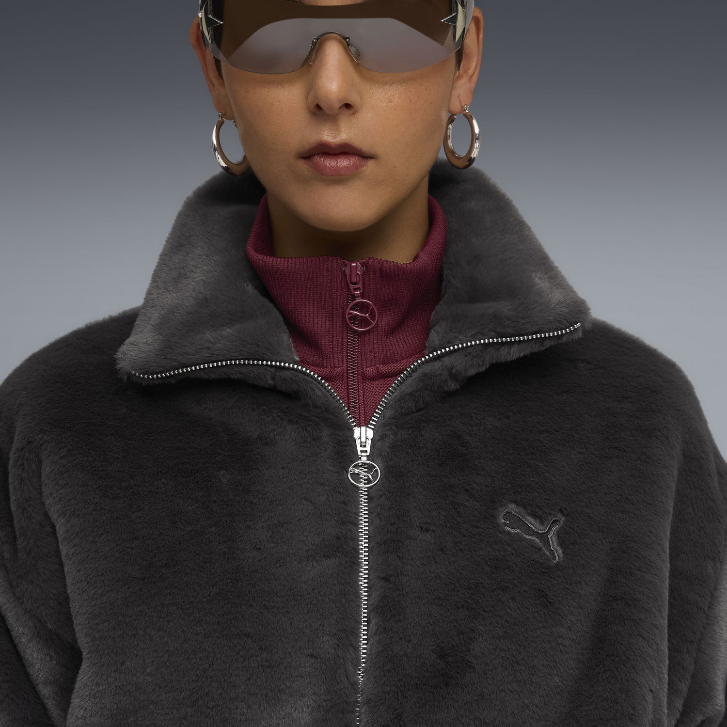 Яке Puma Wardrobe Essentials Faux Fur Jacket Сиво | 632169_44, 1