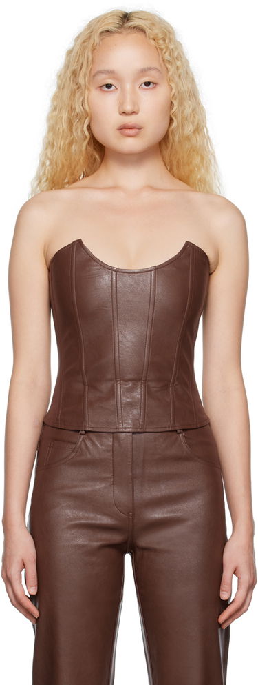 Потник Miaou Miaou Leia Faux-Leather Corset Tank Top Кафяво | 701O-CL-BRL, 0