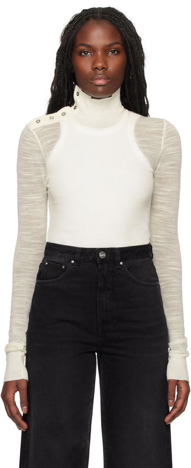 Пуловер TOTEME TOTEME Slub Knit Turtleneck Top Бяло | 244-WRT0366-YA0100, 0