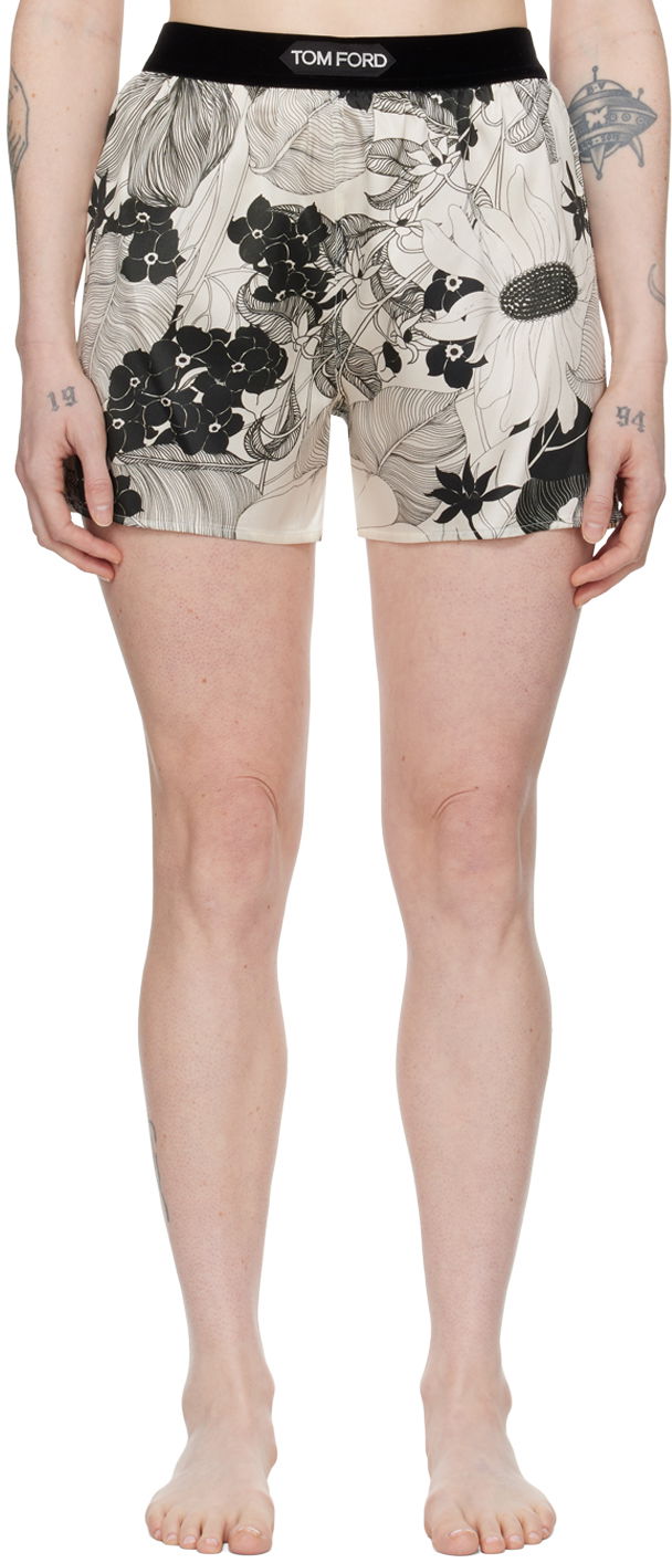Къси панталони Tom Ford Floral Print Shorts Бежово | SH0021-FAP220