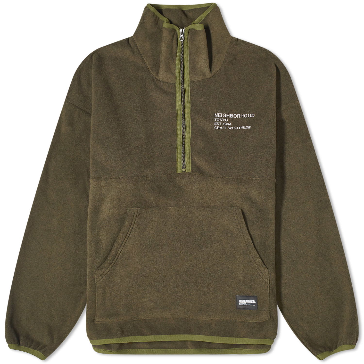 Пуловер Neighborhood Fleece Half Zip Crew Sweater "Olive Drab" Кафяво | 232OKNH-CSM06-OD, 0