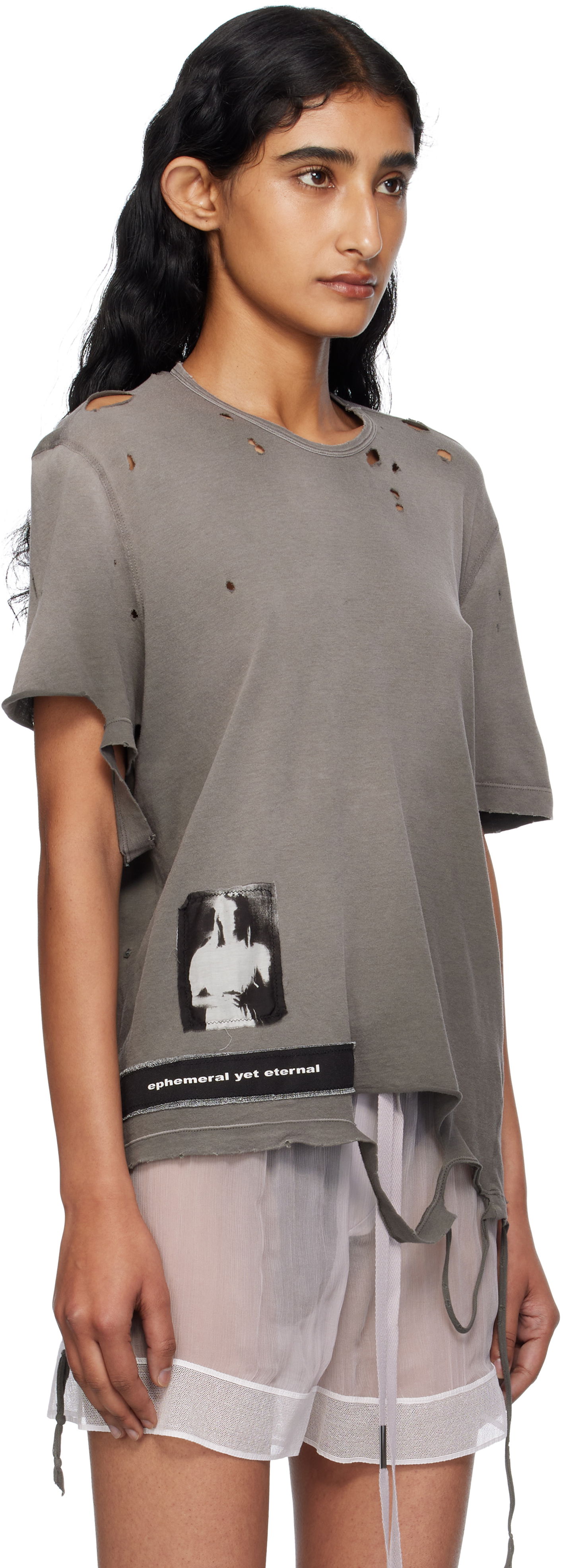 Тениска Ann Demeulemeester Ann Demeulemeester Fanie Standard Fit T-Shirt Сиво | B0013050-FA638-071, 1