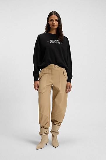 Суитчър BOSS BOSS Cotton-Terry Sweatshirt with Logo Черно | 50546961, 1