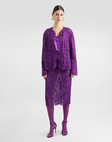 Риза Dolce & Gabbana Cordonetto Floral Lace Button-Up Top Лилаво | F29TUTHLM7LF0571, 3