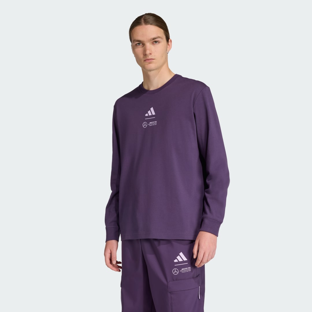 Тениска adidas Performance Mercedes - AMG Petronas Formula One Team Premium Woven Long Sleeve T-Shirt Лилаво | JX8812, 0