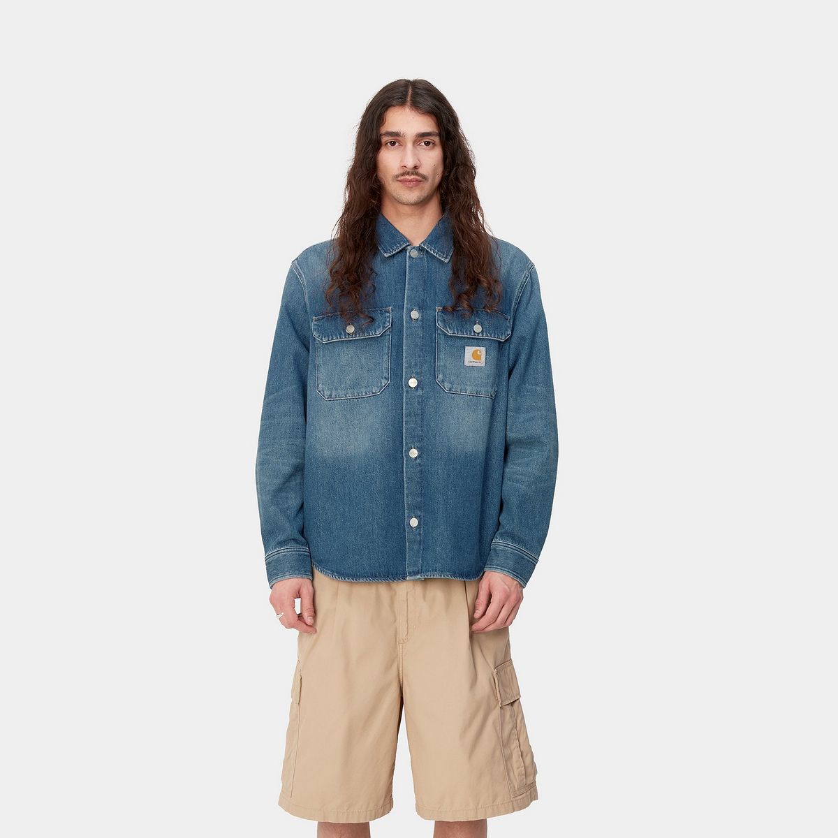 Риза Carhartt WIP Harvey Shirt Синьо | I033346_01_4L, 1