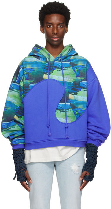 Суитчър ERL Paneled Graphic Hoodie Синьо | ERL06T038, 0