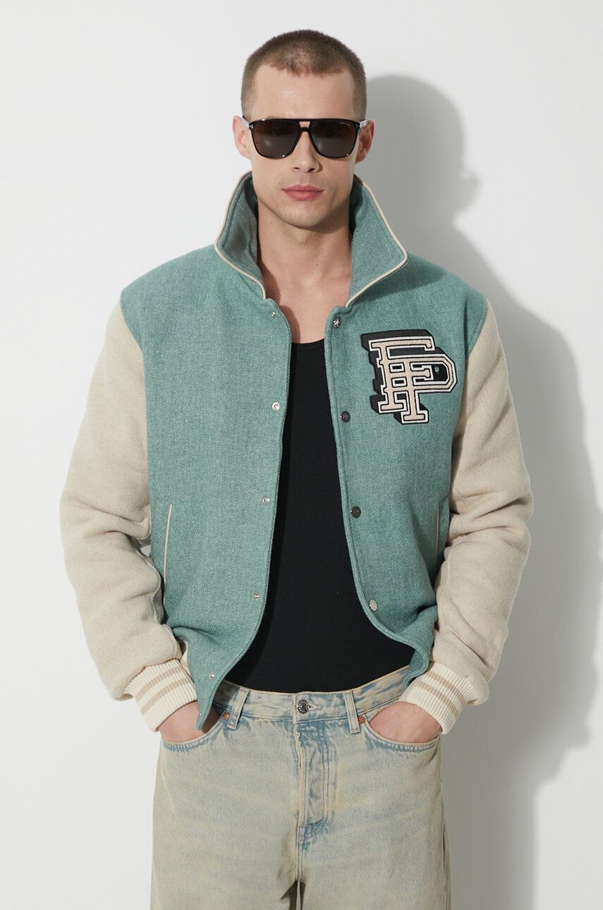 Яке бомбър Filling Pieces Filling Pieces Wool Varsity Jacket Зелено | 78616981033, 0