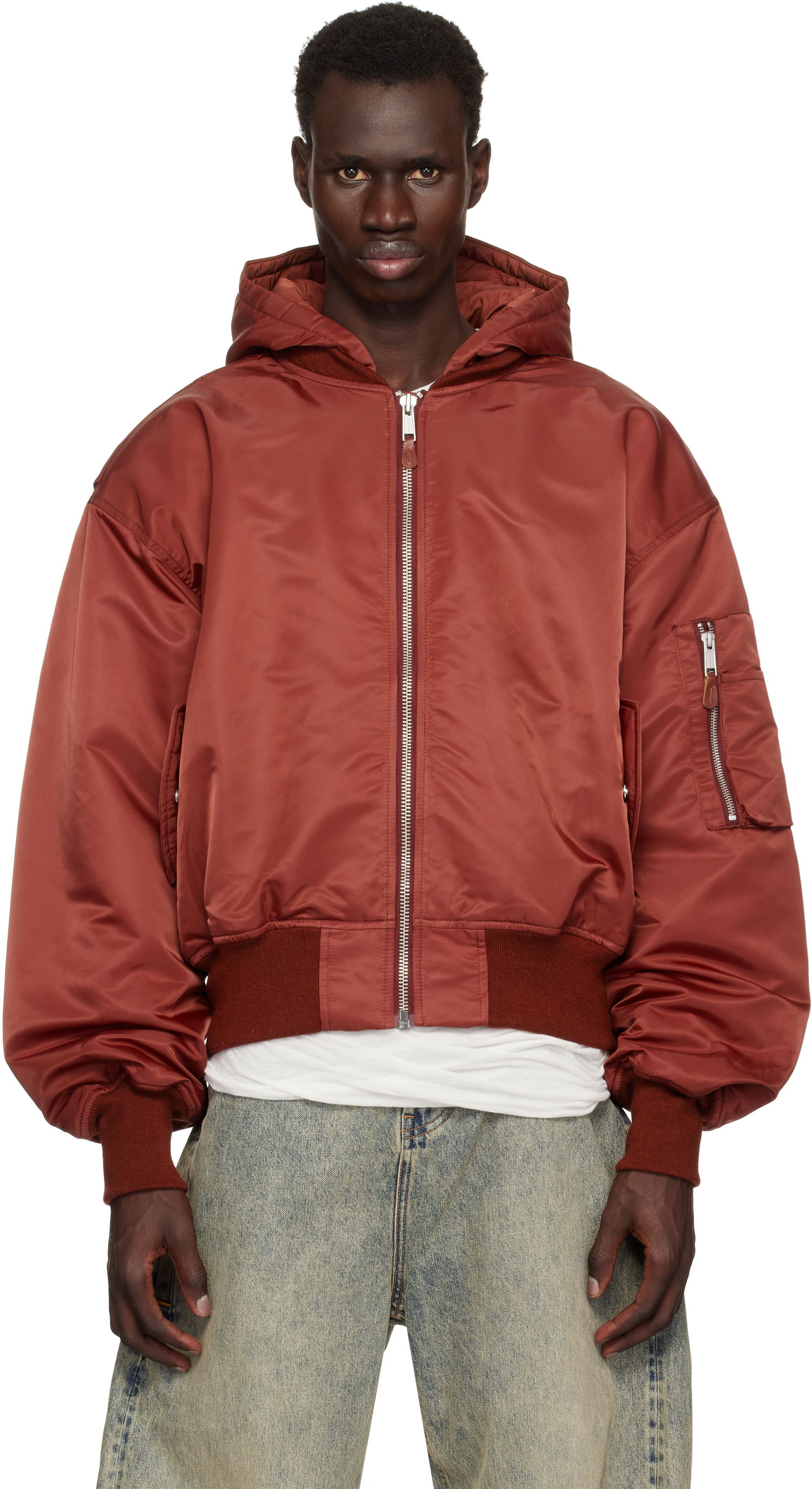 Яке бомбър Entire Studios Entire Studios Hooded Broad Bomber Jacket Червено | ES2539GA, 0
