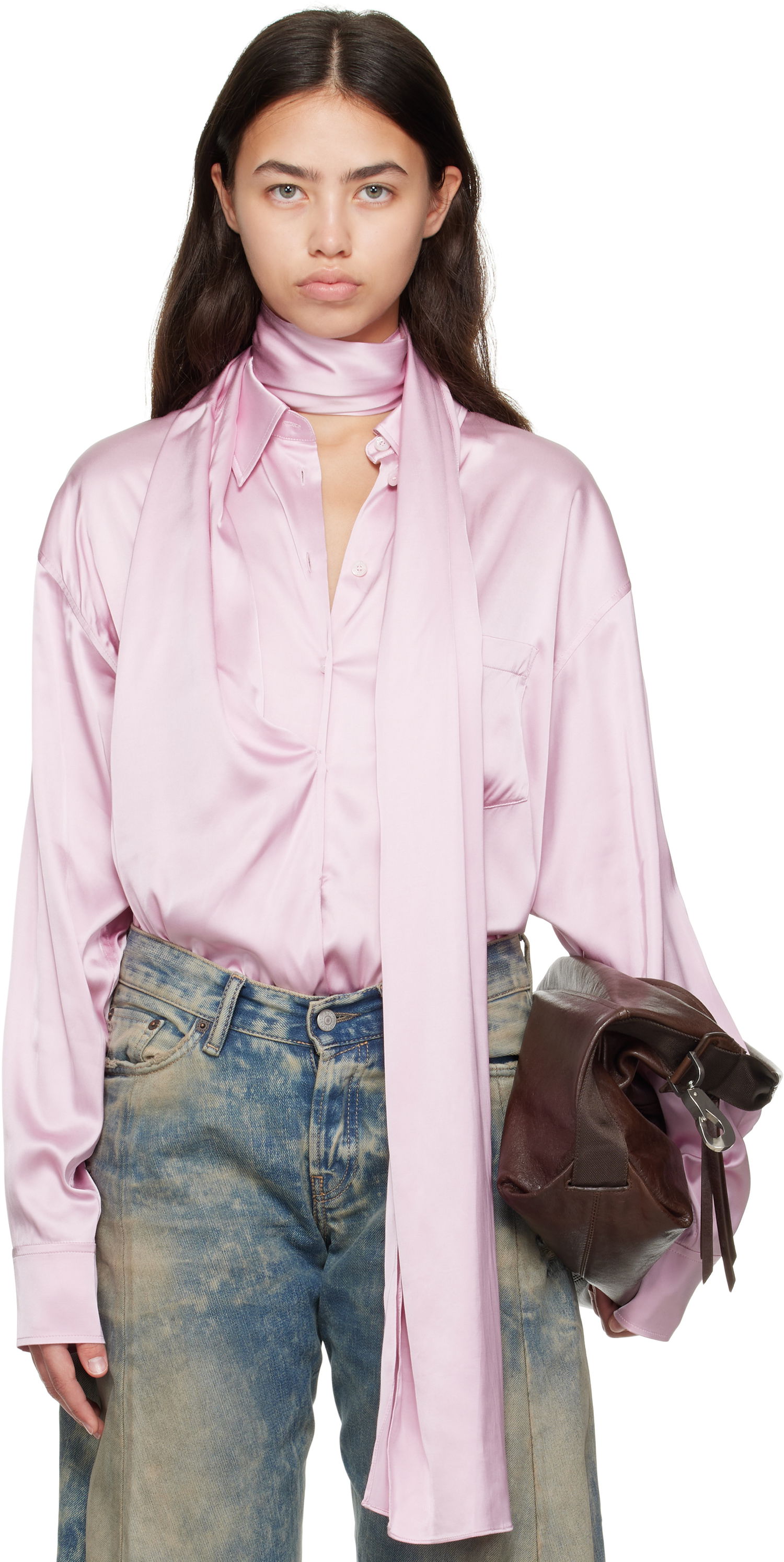 Риза Acne Studios Acne Studios Layered Satin Blouse Розово | AC0772-, 0