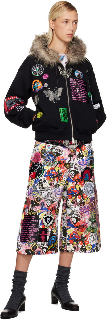 Суитчър Chopova Lowena Chopova Lowena Faux Fur Trim Patchwork Zip Hoodie Черно | 5264, 3