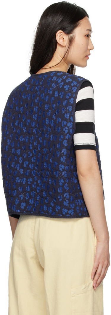 Жилетка YMC Reversible Quilted Floral Vest Синьо | Q5WAC, 2