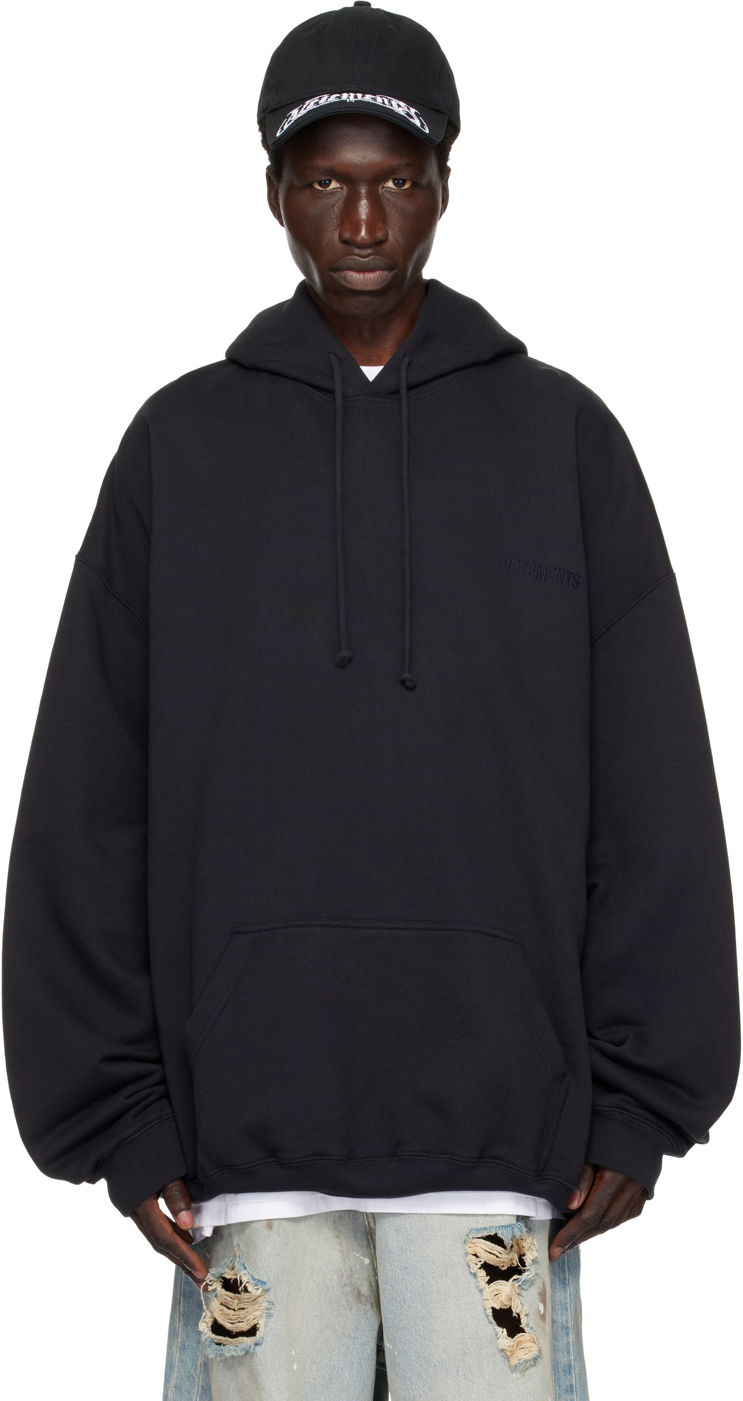 Суитчър VETEMENTS Embroidered Logo Hoodie Черно | UA66HD780B, 0