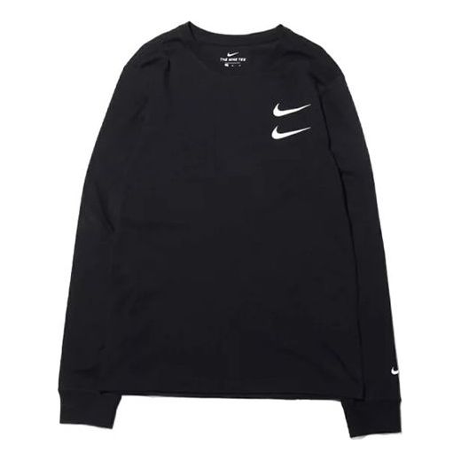 Тениска Nike Swoosh Double-Hook Crew-neck Long Sleeve T-Shirt Черно | DB6156-010, 0